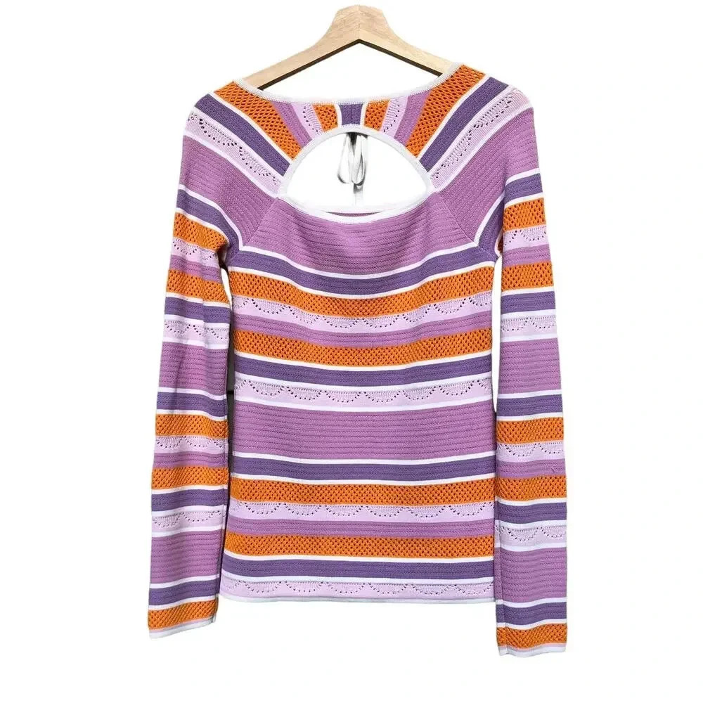 Alice McCall Electricity Top Lavender Orange Stripes Front Tie Size 6